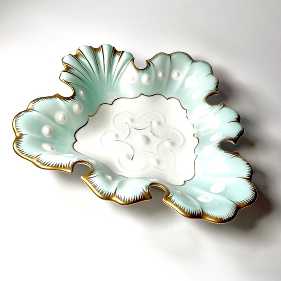 ♥️ Vintage, Elegant Gold and Mint Decorative Bowl - Picture 1 of 5